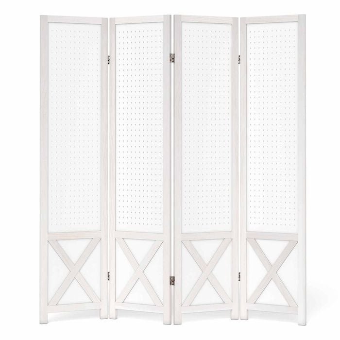 Costway 4 Panel Pegboard Room Divider 170 cm Foldable Privacy Screen