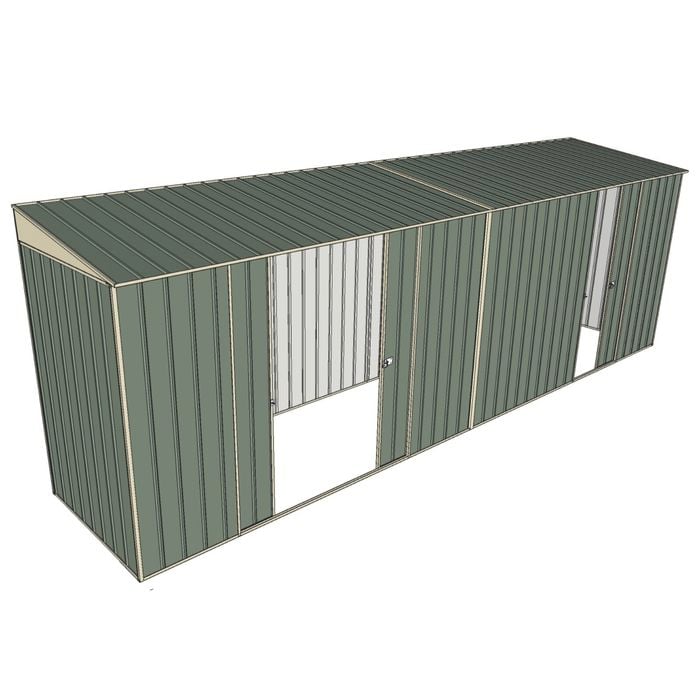 Build-A-Shed 1.2 x 6.0 x 2.0m Skillion Double with Single Sliding Side Doors Shed - Green