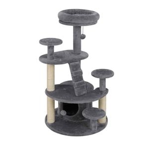 Costway Adult Cat Tree Kitty Tower Scratching Posts W/climbing Ladder Grey