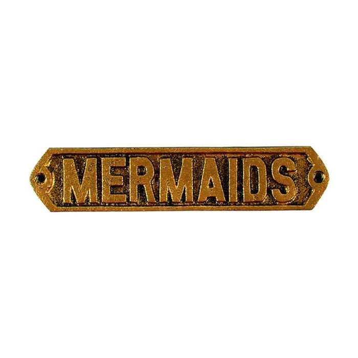 Maine & Crawford Wafi 20x4cm Cast Iron Mermaids Plaque Hanging Wall Decor Gold
