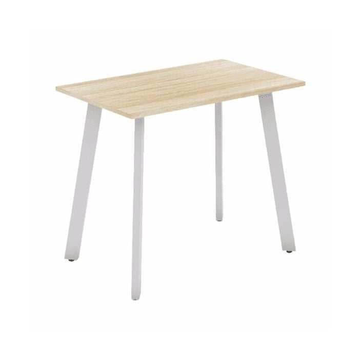 Olg Flare Bar Leaner 4 Leg White Frame New Oak Smooth Top L1800mm X W750mm