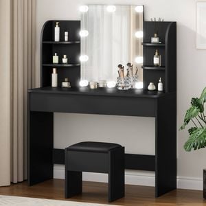 Alfordson Dressing Table Stool Set Black