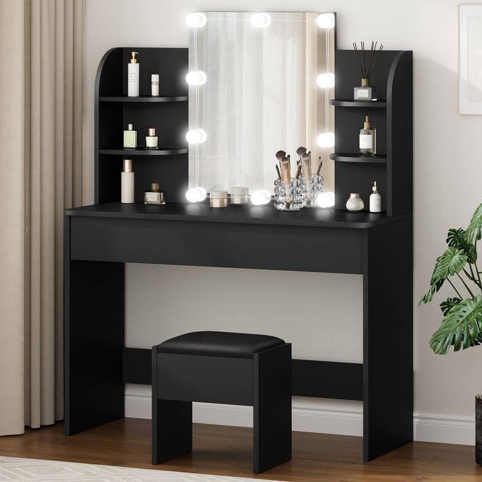 Alfordson Dressing Table Stool Set Black