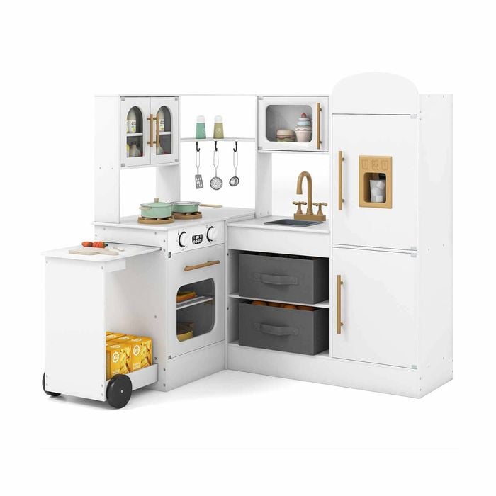Costway Kids Pretend Play Kitchen Corner Kitchen Playset Toy Set