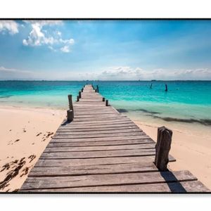 Wooden Pier on Caribbean Beach  Print 100% Australian Made 120x90cm  (Poster)