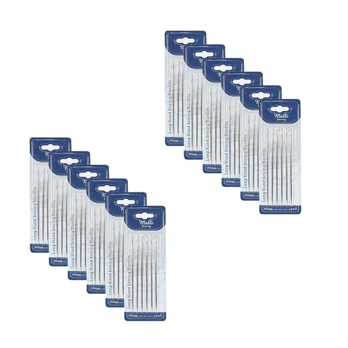 12x 6pc Malli Sewing Steel Long Hand Large Fabric Sewing Needles 125mm Silver