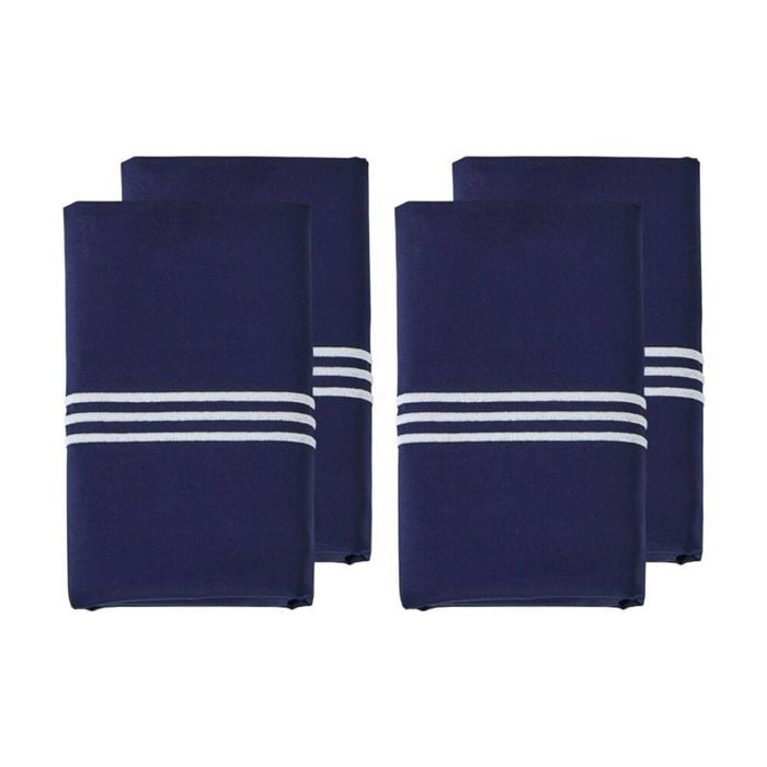 2x 2pc Grosvenor House 500TC Hotel Embroidered Standard Pillowcases Navy & White
