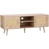 P&P Oak Rattan TV Stand 55 Inch Boho Entertainment Unit Storage Cabinet