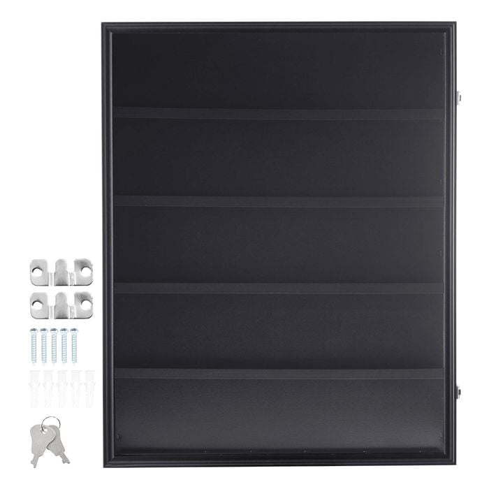 VEVOR 617x775x55mm 35 Graded Sports Card Display Case Black with 98% UV PC Glass
