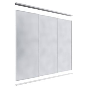Lugna 2400 x 1801-2700mm Clear Anodised Mirror Wardrobe Triple Sliding Doors