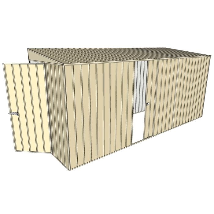Build-a-Shed 1.5 x 4.5 x 2m Cream Skillion Single Sliding Side Door Shed