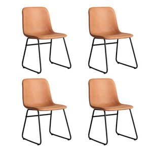 Levede 4pcs Vintage-Style PU Leather Dining Chairs - Brown