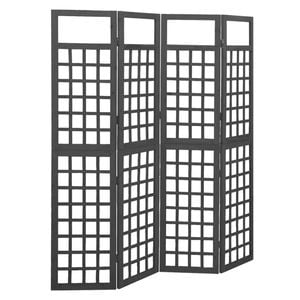 vidaXL Solid Fir Wood 4-Panel Room Divider/Trellis Black 161 cm Privacy Screen