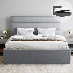 Benny Double Grey Storage Gas Lift Bed Frame