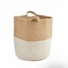 Yarra Textiles Multi-purpose Jute/Cotton storage basket Elite(25 cm x 25 cm x 25 cm) beige-white