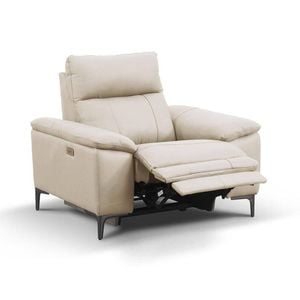 Waldorf Powered Leather Recliner Chair Alabaster