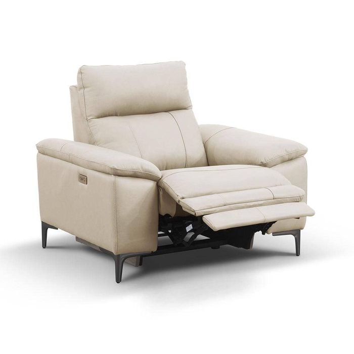 Waldorf Powered Leather Recliner Chair Alabaster