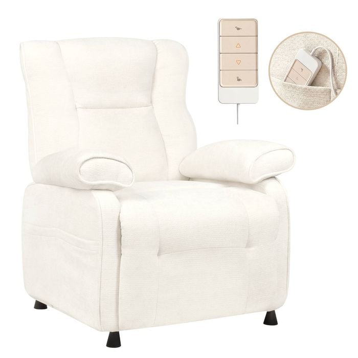 Advwin Electric Recliner Chair Lounge Armchair Comfy Sofa Chair w/ Remote & Side Pocket Beige