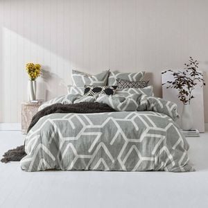 Kas Australia Bala Queen Bed Quilt Cover Set w/ 2x Pillowcases - Grey