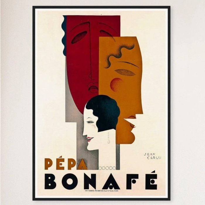 Galrie Pepa Bonafe Vintage Art Deco Poster by Jean Carlu - High Quality Wall Art Home, Black Frame, A4 21 x 30cm (8 x 12inch)