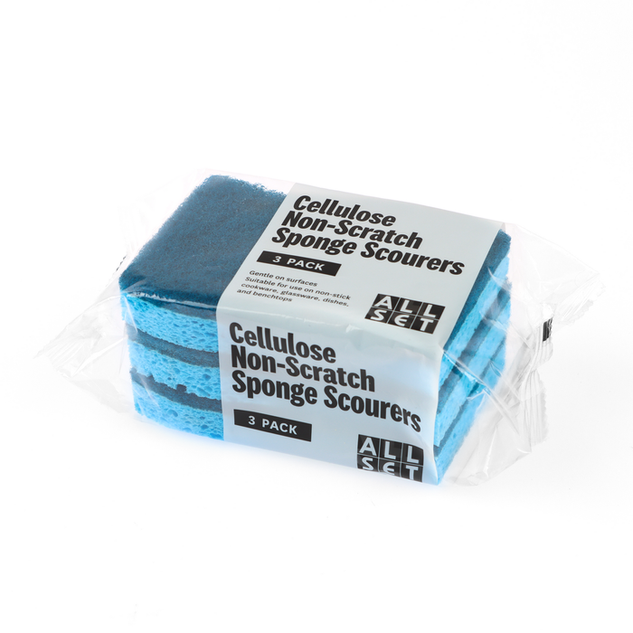 All Set Non Scratch Cellulose Sponge Scourers - 3 Pack