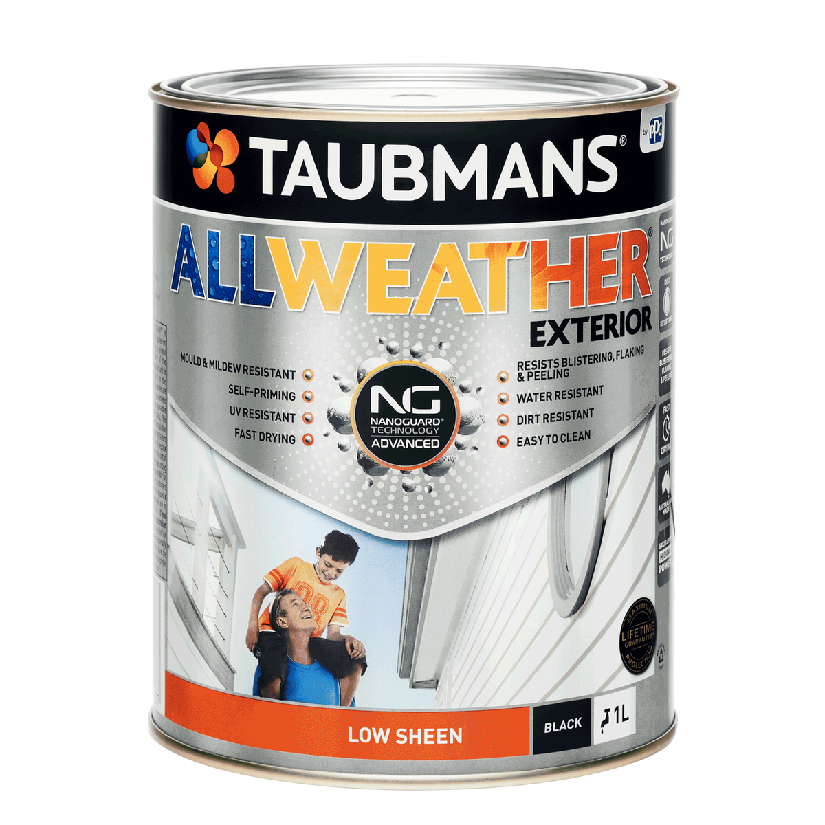 Taubmans 1L Black Low Sheen All Weather Exterior Paint Bunnings Australia