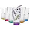 Argon Tableware Panelled Highball Glasses with Coloured Base - 400ml - Pack of 6