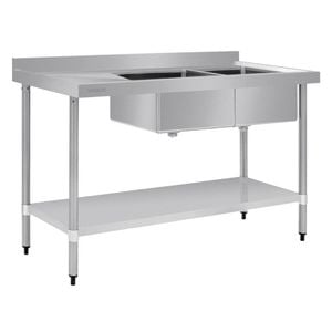 Vogue Double Bowl Sink L/H Drainer