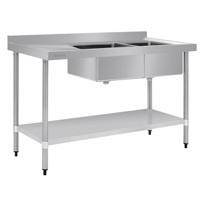 Vogue Double Bowl Sink L/H Drainer