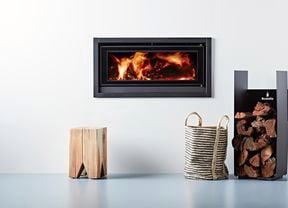 Fire burning with logs.