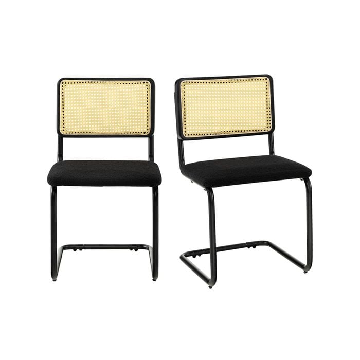 Costway 2x Dining Chair Set Metal Frame Bar Chairs W/rattan Mesh Backrest 81cm Black