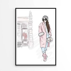 Stylish Fancy Girl with Elegant Bag   Print 100% Australian Made 90 x 120cm   (Poster)