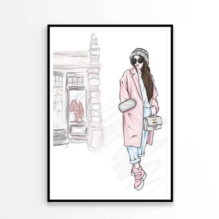 Stylish Fancy Girl with Elegant Bag   Print 100% Australian Made 90 x 120cm   (Poster)