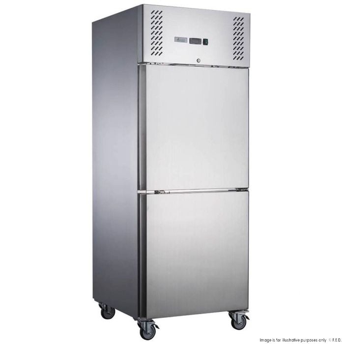 FED-X Stainless Steel Two Door Upright Fridge 