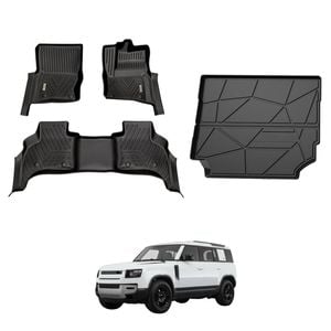 AUSGO Floor Mats & Boot Liner Set for Land Rover Defender L663 Series 110 5-Seat 2020-Onwards Car Floor Liners Cargo Mat