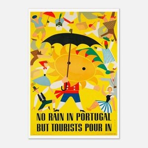 Galrie Charming Vintage Travel Poster of Portugal: No Rain But Tourists Pour In Artwork, Poster Only, A1 60 x 84cm (23 x 33inch)
