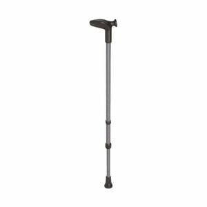 Rebotec Anatomic Contoured Grip Walking Stick -  Adjustable Height, Lightweight & Sturdy - Dark Silver - Left