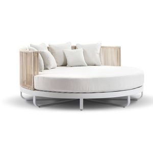 Cannes Large 2m Outdoor Round Aluminium And Rope Daybed 2m - White - Olefin White