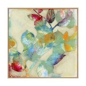 Artey | Merging Leaves II - Framed Canvas - Natural Frame - 140 x 140cm