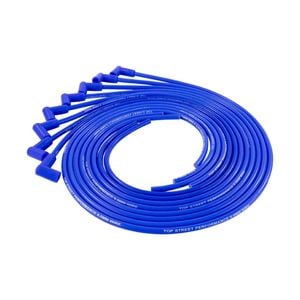 Blue Ignition Leads, 8.5mm, Universal, Right Angle/90° Plug Boots, Kevlar Core, Fiberglass Braid, Silicone Sleeve