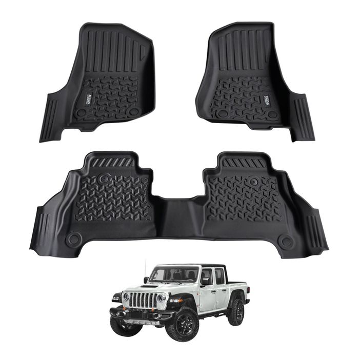 AUSGO Car Floor Mats for Jeep Gladiator Dual Cab 2020-Onwards All-Weather Floor Liners