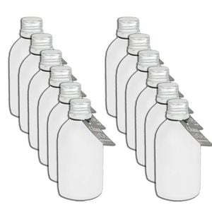 12PK Glass & Co Round Silver Lid Frosted Bottle Storage Jar 150ml Clear