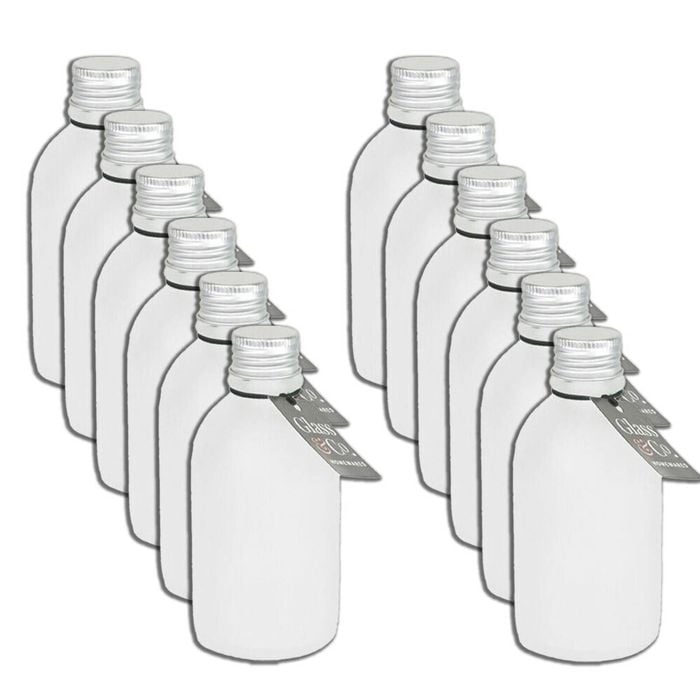 12PK Glass & Co Round Silver Lid Frosted Bottle Storage Jar 150ml Clear