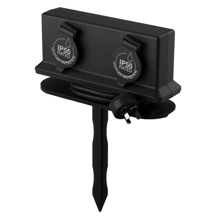 Arlec 2 Outlet Outdoor Powerboard With Removable Garden Stake