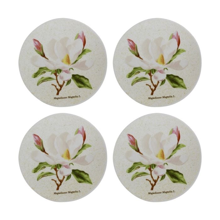 4pk Lvd Magnolia Flower Ceramic Kitchen Trinket Tray Gift Dish 10cm
