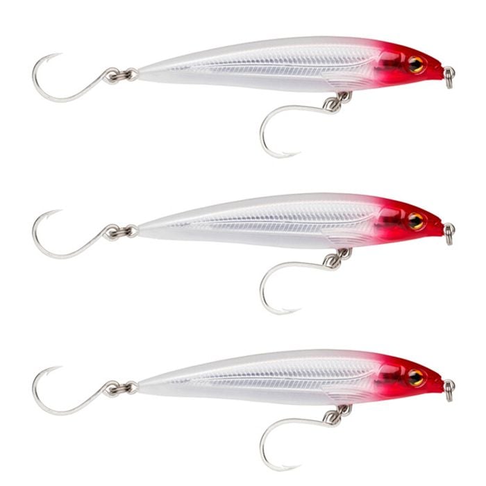 3x Rapala 14cm Saltwater X Rap Long Cast Shallow Minnow Fish Lures - Red Head