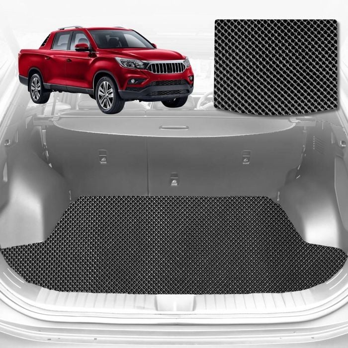 6D Diamond Car Boot Mat for SsangYong Musso Q2002018-Current-Cargo Mat-Black-Outback GT