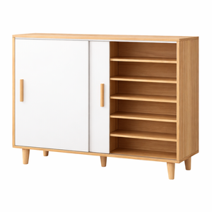Foret 120cm Sliding Door Shoe Cabinet 6-tier Storage Wood Extra Deep White