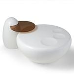 Eureka White Cat Claw Round Coffee Table With Penguin Side Table Set