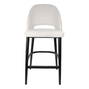 Durafurn 750mm High Light Grey Fabric Semifreddo Bar Stool with Black Beech Wood Legs